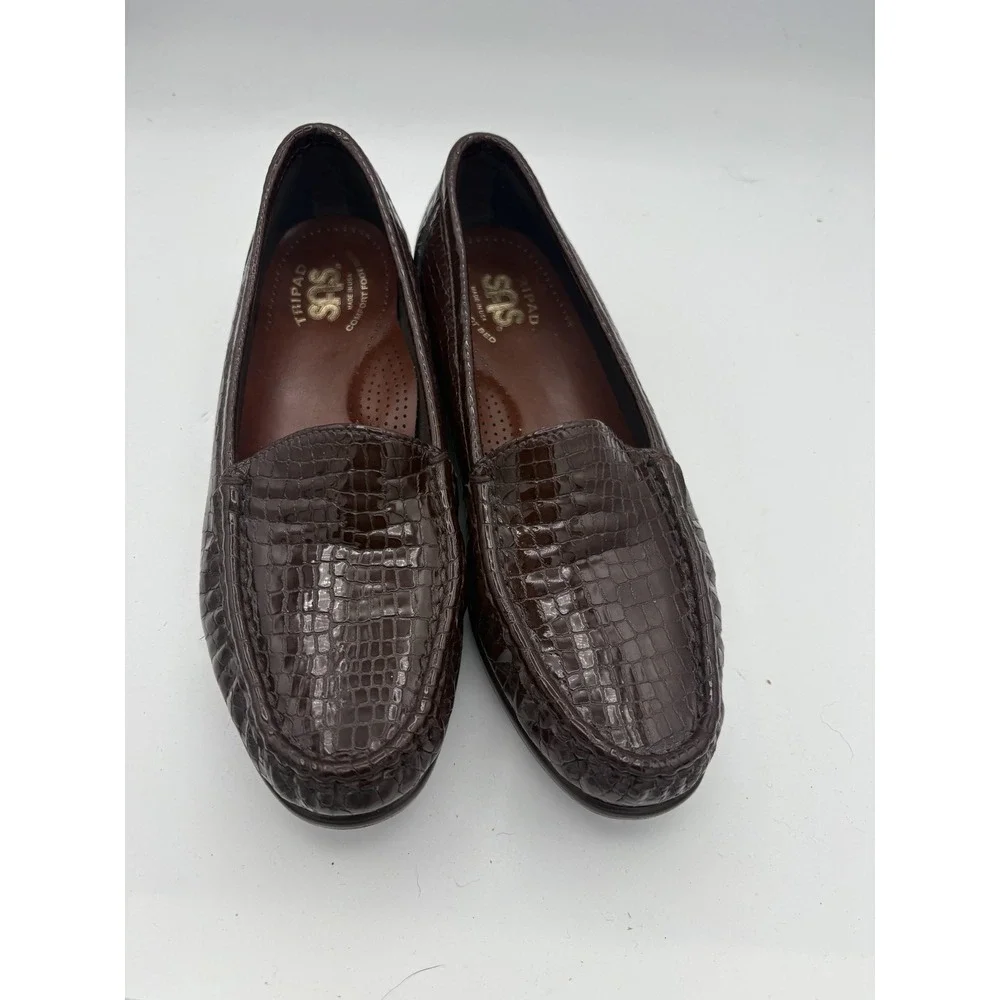 SAS Shoes Womens Size 7 Brown‎ Leather Loafers Slip On Comfort Tripad Walking